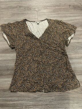 Goodthreads Leopard Print V-Neck Top - Brown & Black